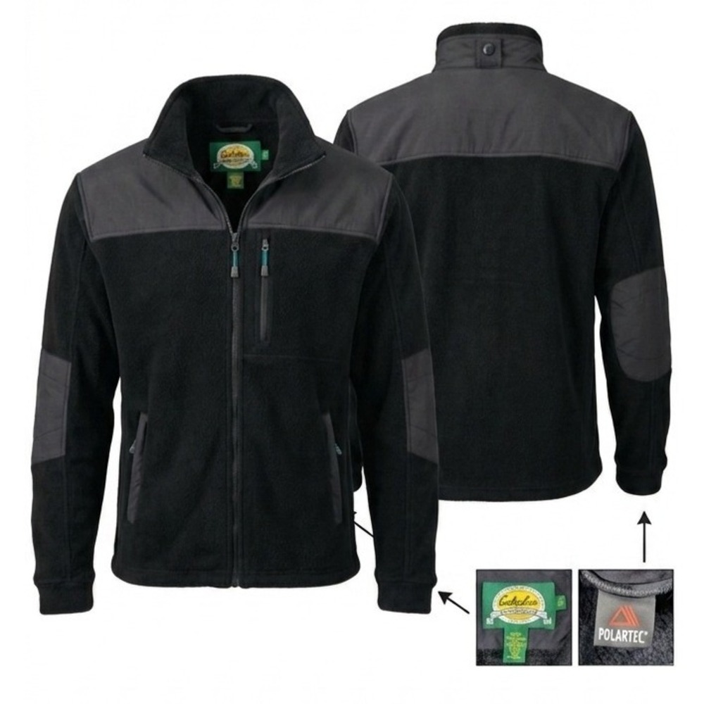 Cabela's‎ Polartec Fleece Jacket Mens Small Black Excellent Reinforced Gorpcore
